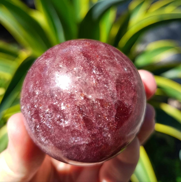 Strawberry Quartz Crystal Sphere - Picture 3 of 4